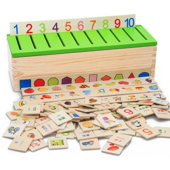 

Free Shipping Montessori Matematica Knowledge Classification Box Montessori Materials Learn-checkers Toys for Children Wood Box