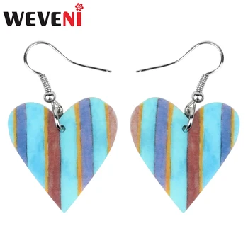 

WEVENI Acrylic Valentine's Day Blue Heart Earrings Drop Dangle Sweet Love Jewelry For Women Girls Gift Charms Brincos Wholesale