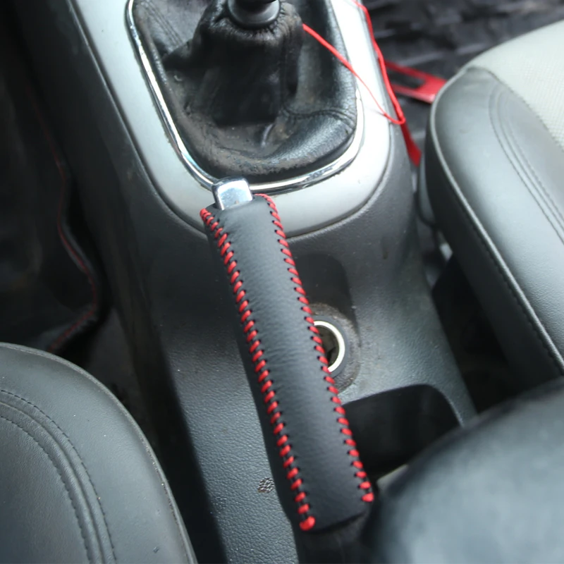 1Pcs/Set Fashion Car Black Leather Hand Brake Stitching Cover Protective Sleeve for CHEVROLET CRUZE 2009-2014 Accessories