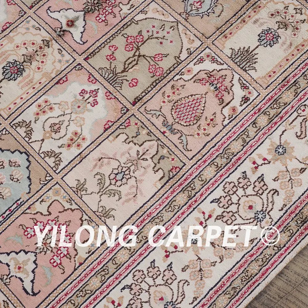 Yilong 4'x6' персидский ковер ручной работы шелк четыре сезона Vantage прекрасный сад коврики (yhw320b4x6)