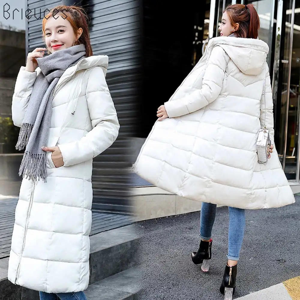 Brieuces 2018 Plus Size 6XL Winter Jacket Women Hooded Down Wadded Jacket Female Long Parkas Cotton-Padded Winter Coat Women