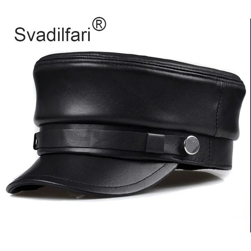 Svadilfari, бейсболка из натуральной кожи, шапка, женская зимняя теплая, новинка, брендовая, мужская, из коровьей кожи, кожаная, Newsboy, армейская Черная кепка, s шапки