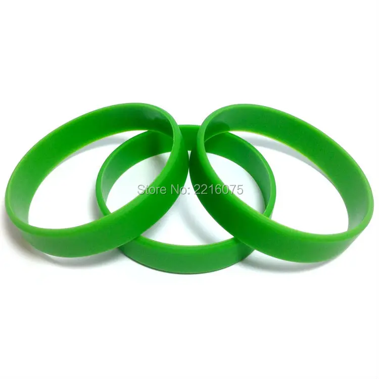 100pcs Green silicone wristband rubber bracelets free shippingin Cuff