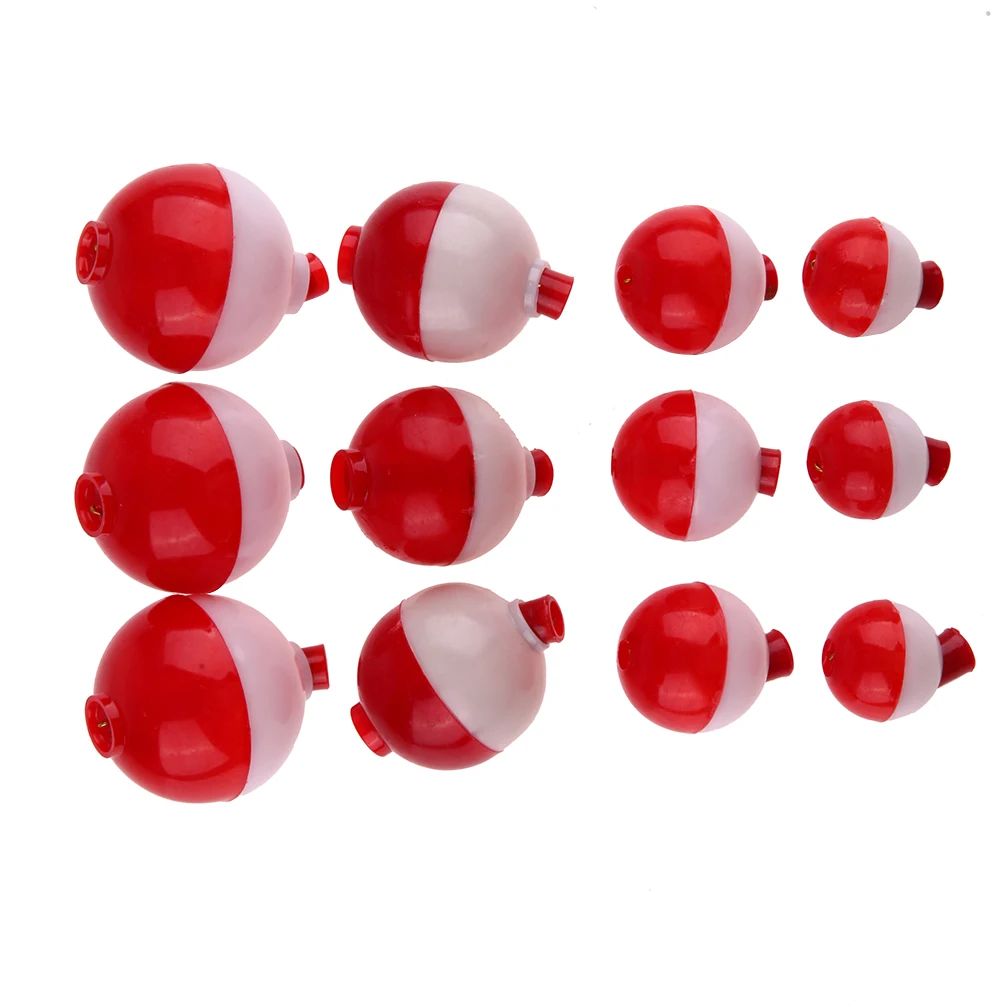 12pcs Plastic Ball Fishing Floats Assortment Clips Snap On Fishing Floats Bobbers Diameter 1inch