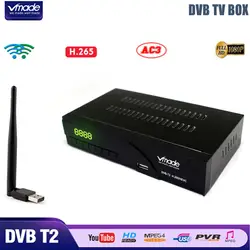 Vmade Лидер продаж телеприставки DVB-T2 H.265/HEVC ТВ тюнер Поддержка цифрового ресивера Youtube Dolby AC3 + USB WI-FI адаптер