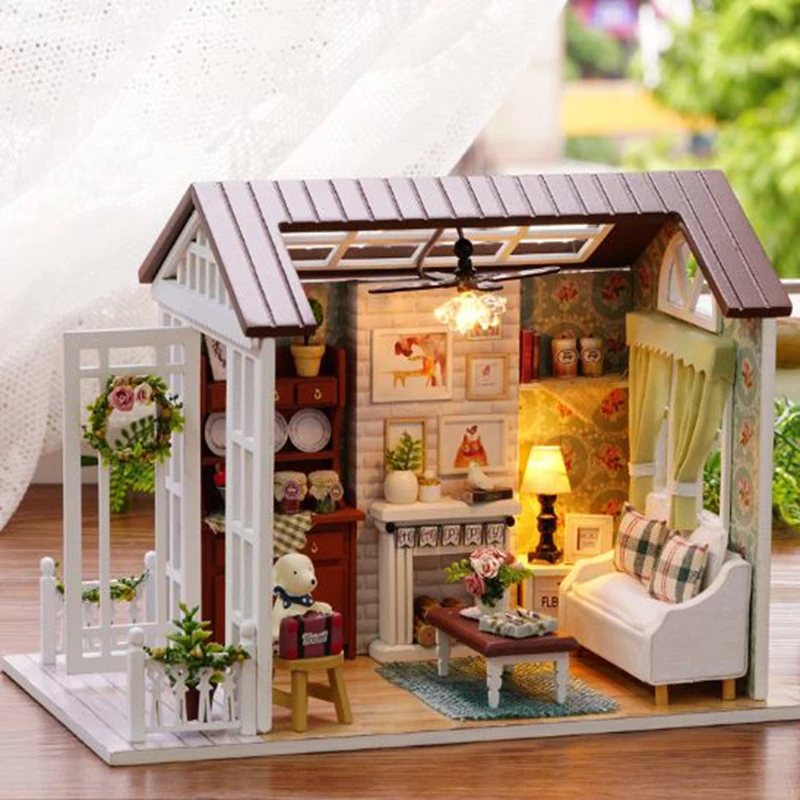 

1 Set funny Handmade Doll Houses Furniture Miniature Diy Dollhouse Wooden Toys For Children Grownups Birthday Gift