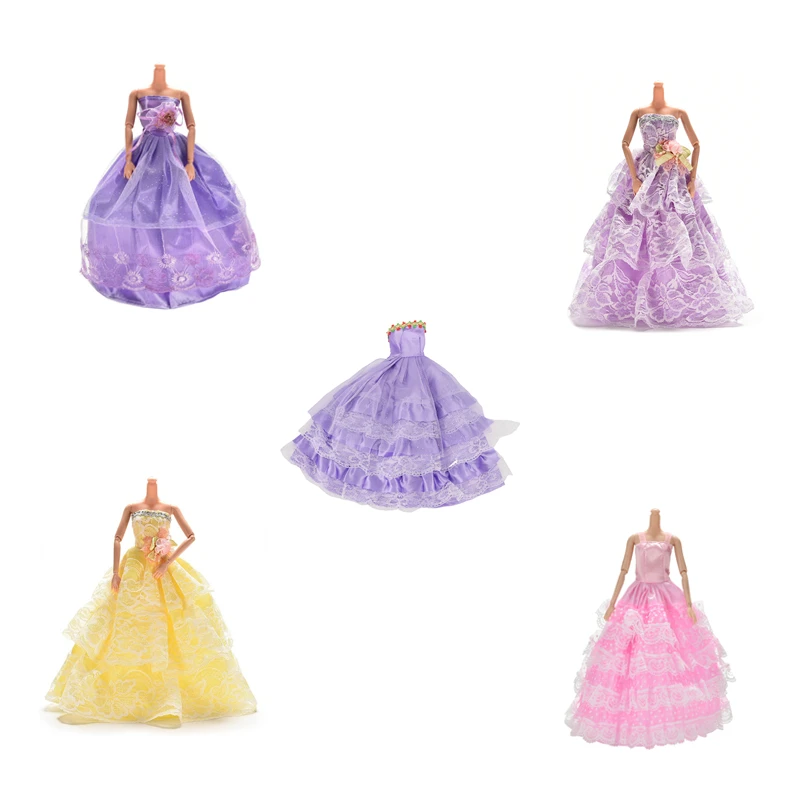 

Elegant Handmade cake Lace Multi Layers Wedding princess Dress Doll Luxury Floral Doll Dress Clothes Clothing Dolls Accessories