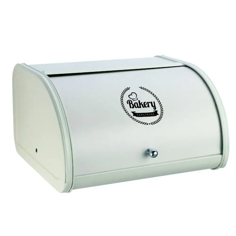 

Roll Top European Small Metal Flip-baked Bread Box Desktop Finishing Snack Dust-proof Storage Box Bread Bin Kitchen Food Holder