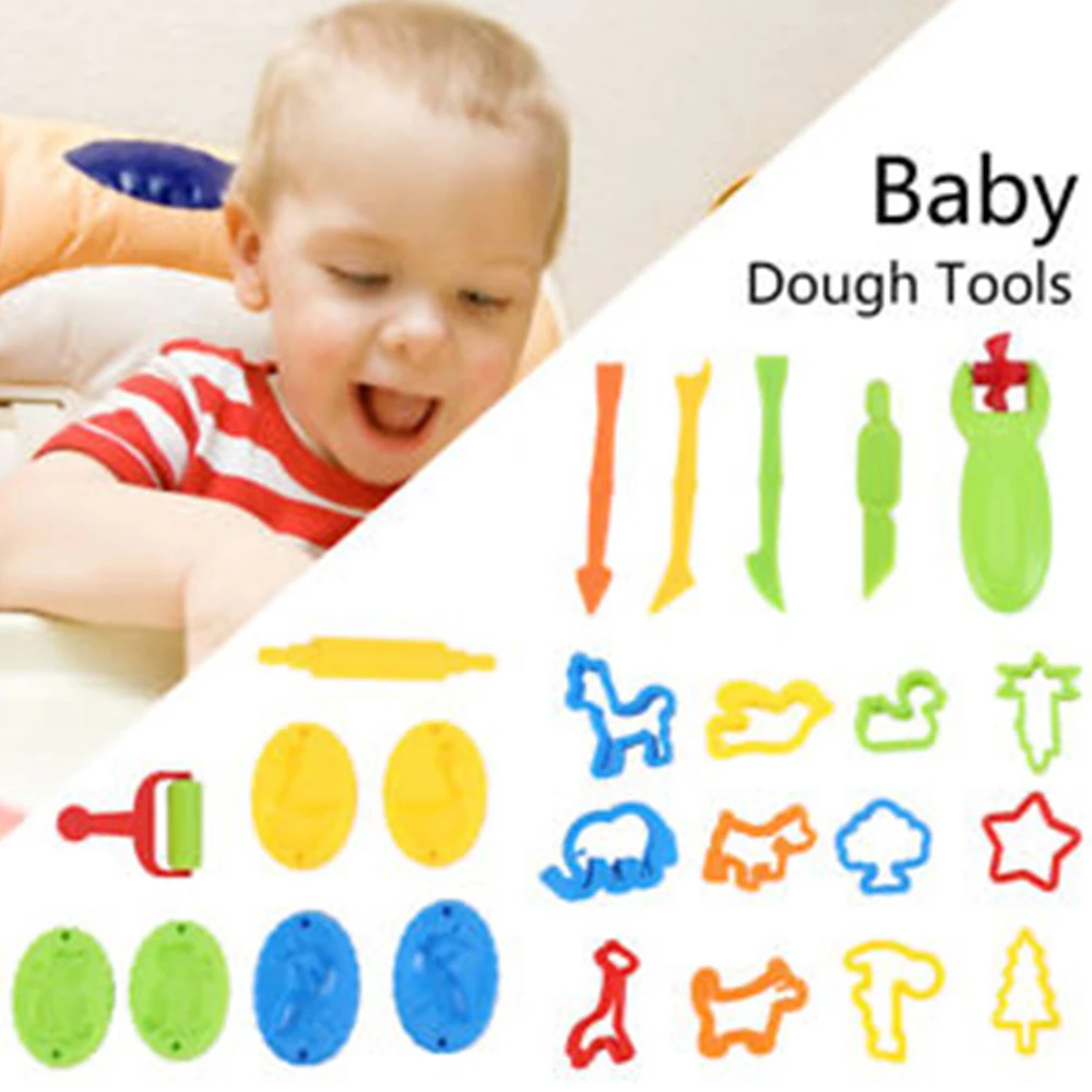 

23PCS/Set DIY Children Plasticine Mold Beach Toy Clay Model Building Plastic Play Dough Tools Set Modeling Clay for Child gift