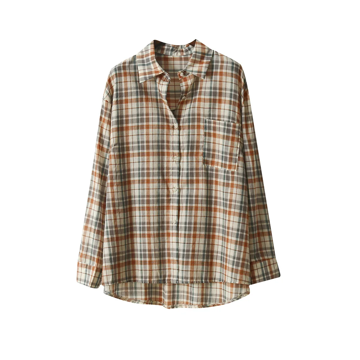 

2019 Summer Women Plaid Cotton Blouse Long Sleeve Womens Tops And Blouses Vintage Women Thin Shirts Blusas Roupa Feminina Tops