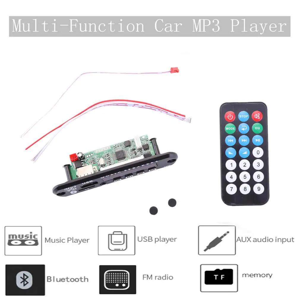 

Car Audio USB TF FM Radio Module Wireless Bluetooth 5V 12V MP3 WMA Decoder Board MP3 Player with Remote Control For Car