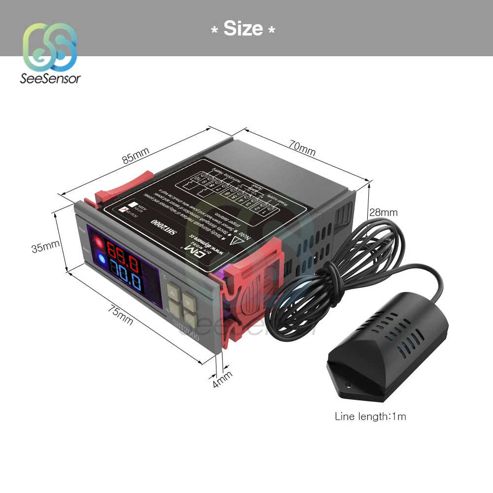 SHT2000 DC 12-72 в 10A цифровой регулятор температуры и влажности домашний холодильник термостат гигрометр термометр