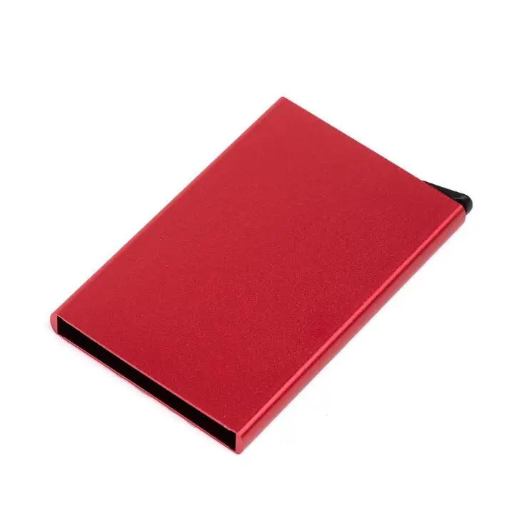 Автоматический всплывающий алюминиевый кредитный держатель для карт для мужчин бизнес RFID Блокировка банковская карта протектор металлический чехол Карманный Кошелек - Цвет: Красный