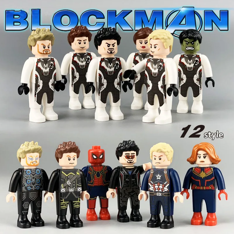 

12Pcs Marvel DC Avengers Super Heroes Spiderman Iron Man Thor Hulk Mini Action Figures Building Blocks Toys For Gifts