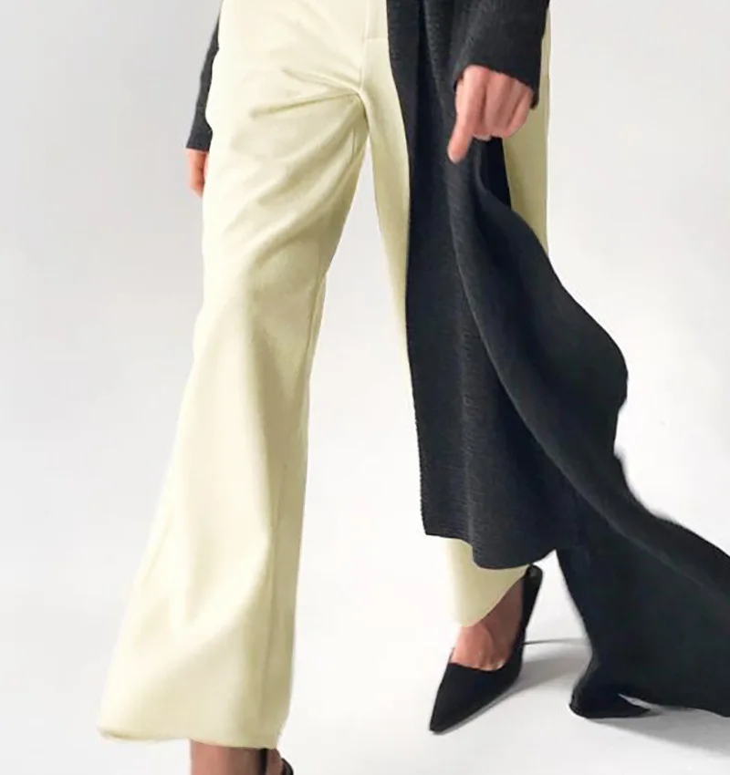 Elegant Lady Wide Leg Pants Light Cooked Breeze Solid Color High Waist Casual Trousers Micro Flare Pants Women Cargo Pants Elegant Lady Wide Leg Pants Light Cooked Breeze Solid Color High Waist Casual Trousers Micro Flare Pants Women Cargo Pants