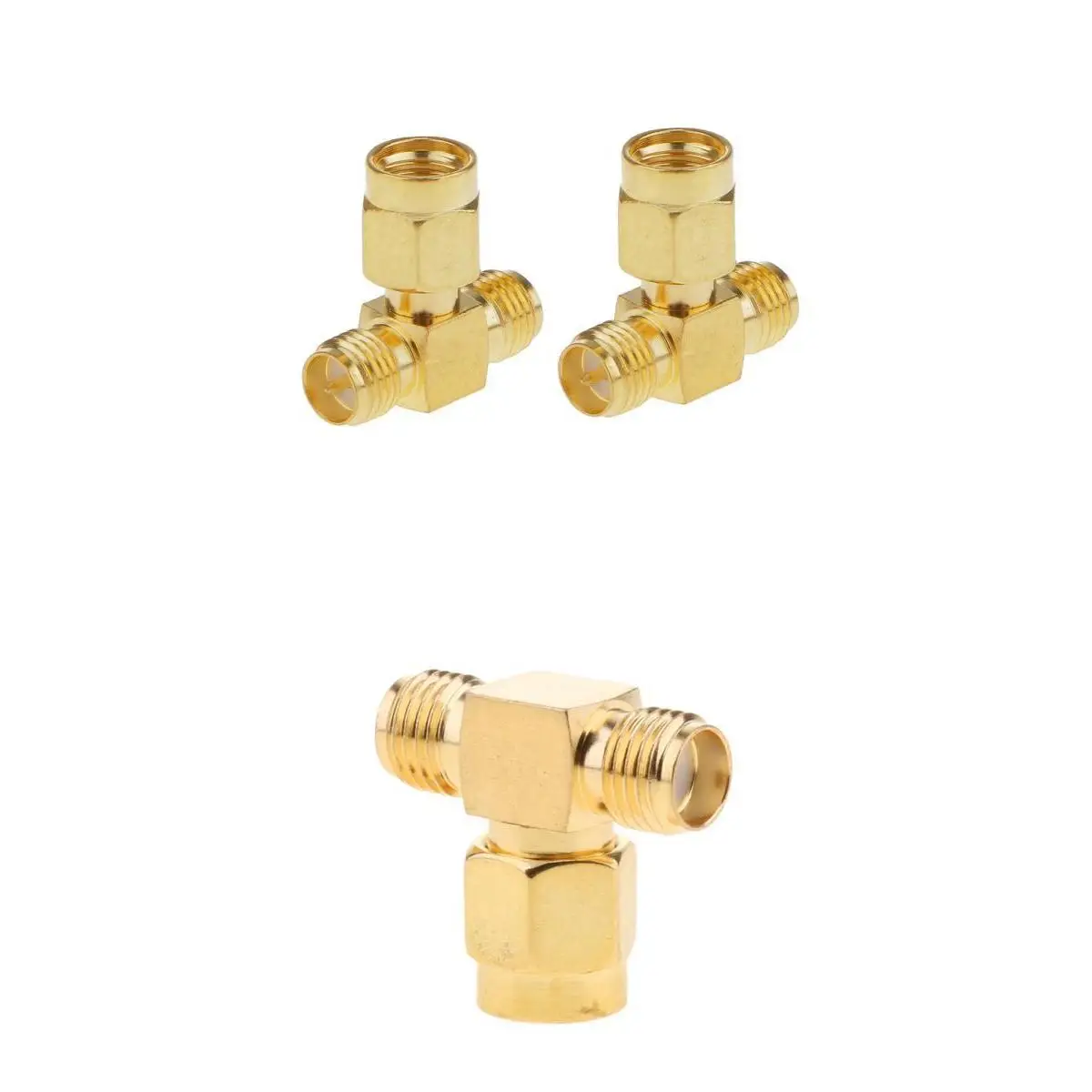2 Piece RP SMA Male to 2 RP SMA Female Connector Wifi Antennas Adapter