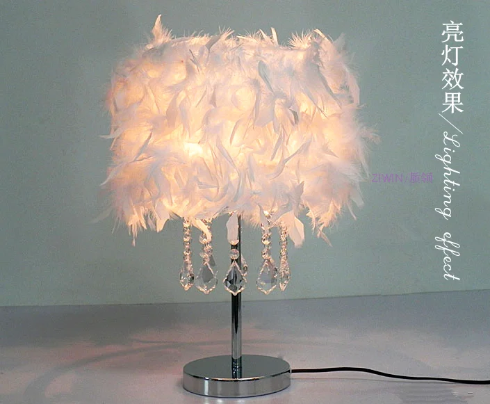 Crystal feather lamps bedside table lamp modern fashion lampin Table
