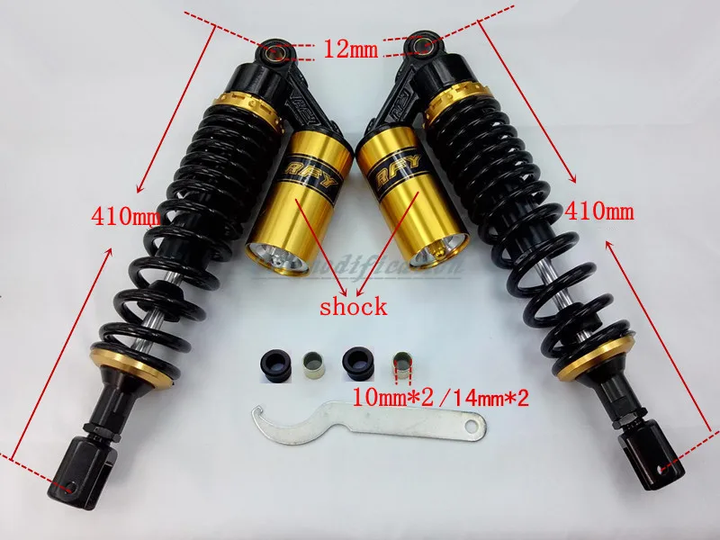 410 420 mm black gold 10 12 mm hole fork beach car motorcycle shock absorber