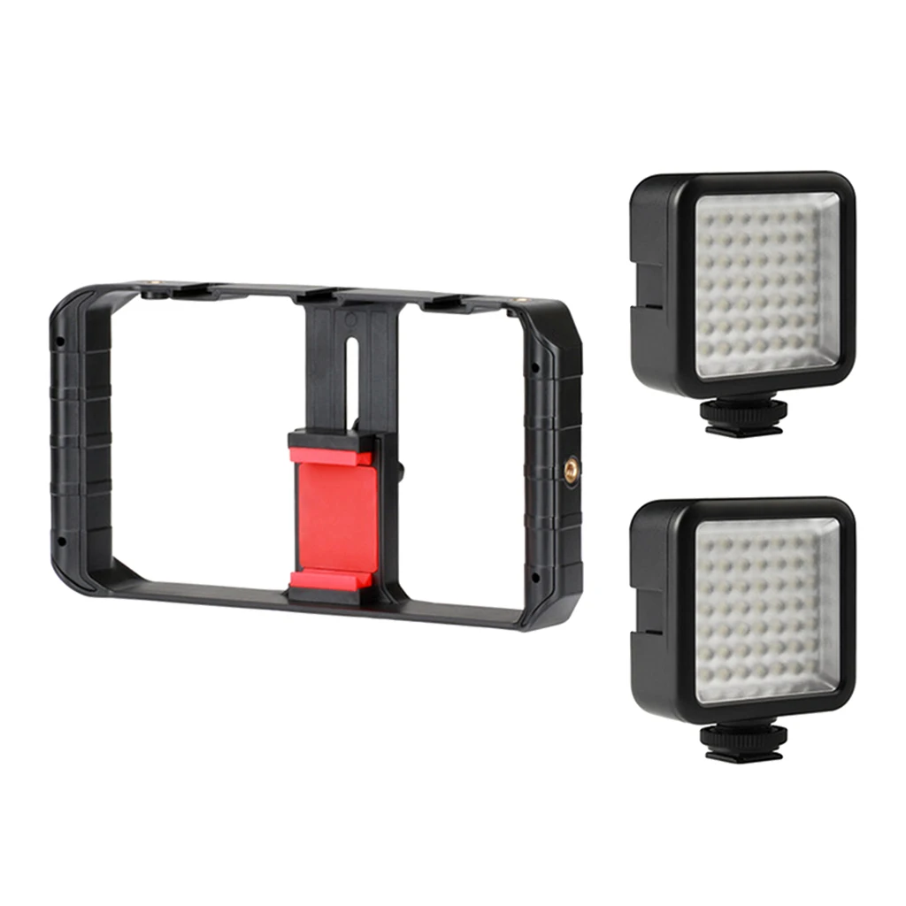 U-Rig Pro Smartphone Video Rig w 3 Shoe Mounts Filmmaking Case Handheld Stabilizer Grip with 2 x Fill Led Light