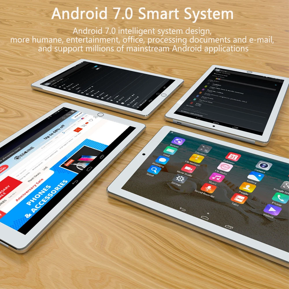  2019 Newest 10 inch Android 7.0 tablet PC Quad Core 4 GB RAM 32 GB ROM 3G Phone call Dual Sim Cards