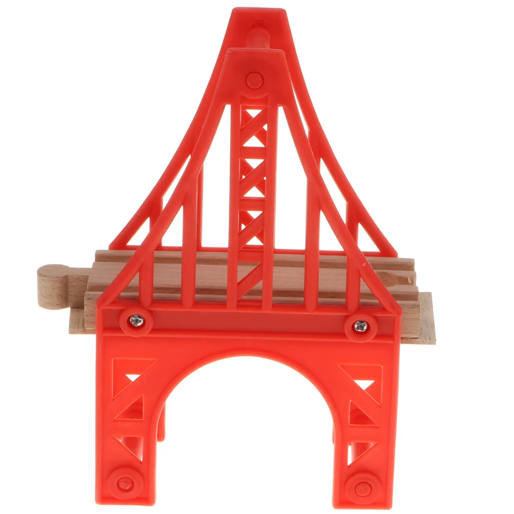  Preschool Wooden Toy Trains Set Building Blocks Construction kits Play Activity, Fine Motor Skills - Iron Tower Bridge