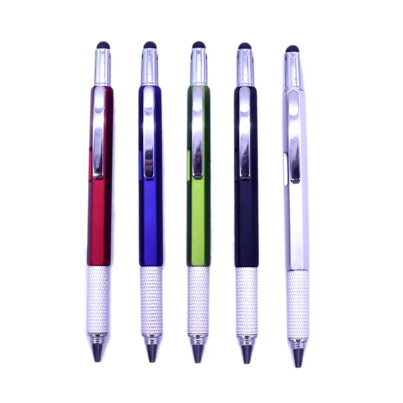 

Screwdriver Dismountable Colorful 6 In 1 Multi Purpose Pen With Touch Screen Ruler Level Multi Head Screwdriver