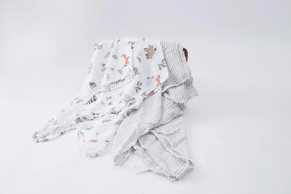 

Newborn swaddle Baby Multi-use 70% bamboo fibre carbasus Blanket Infant bath towel Single layer Wrap soft 2pcs/lot