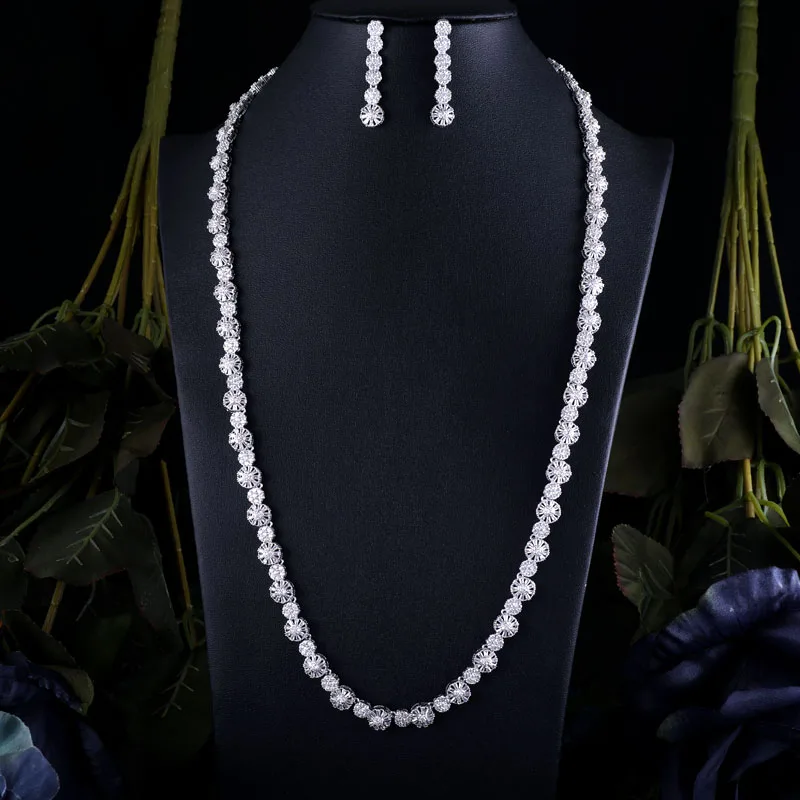 

jankelly Exclusive Long Chain Cubic Zirconia Wedding Bridal Dubai Jewelry Sets for Woman Gold Luxury Jewelry Set