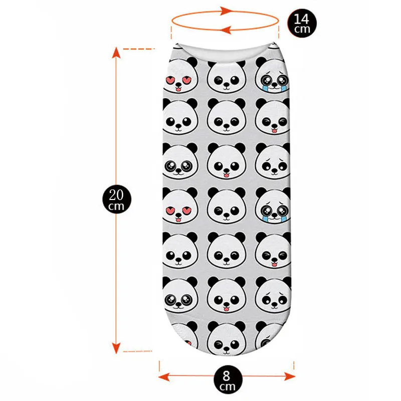 SexeMara/, милые короткие хлопковые носки с 3D принтом для женщин, короткие носки с изображением панды и медведя, новые модные забавные короткие носки с принтом