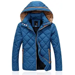 Зимние куртки Для мужчин Повседневное мужской пальто с капюшоном хлопок Fit Модные утепленные пуховики костюм высокое качество Для мужчин