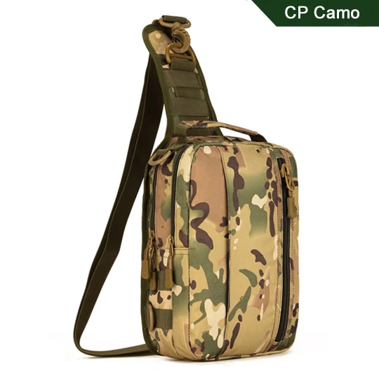 Мужской водонепроницаемый 1000D нейлоновый тактический военный туристический рюкзак для походов на открытом воздухе, вместительная сумка через плечо, нагрудная сумка для iPad - Цвет: CP Camo