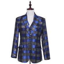 Синий и черный горизонтальная полосатая ткань весна осень Повседневный Блейзер хлопок тонкий Английский костюм мужской пиджак размер на заказ