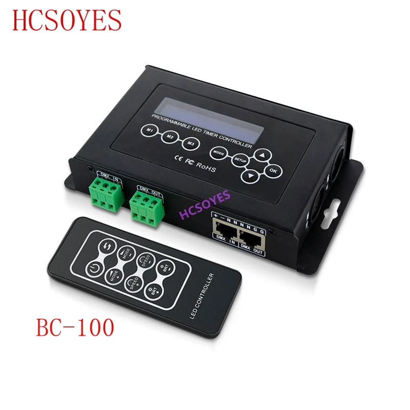 

BC-100 DC9V led RGB Controller DMX512 signal 170 Pixels led Light Controller LCD Display&RF Wireless Remote for led strip moudle