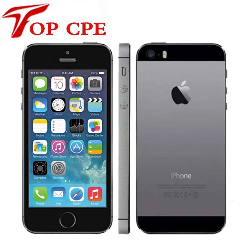 Apple iPhone 5S,, разблокированный, 16 ГБ/32 ГБ rom, 8 Мп камера, 1136x640 пикселей, wifi, gps, Bluetooth, мобильный телефон, многоязычный