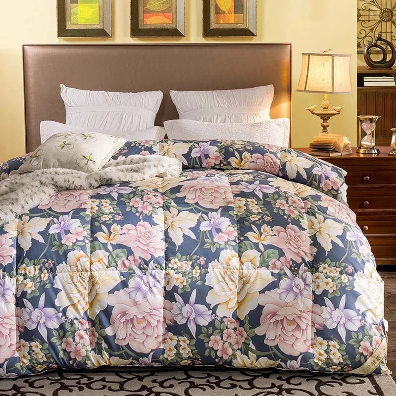 Luxury Duck Down Winter Quilt Comforter Floral Design Twin Queen
