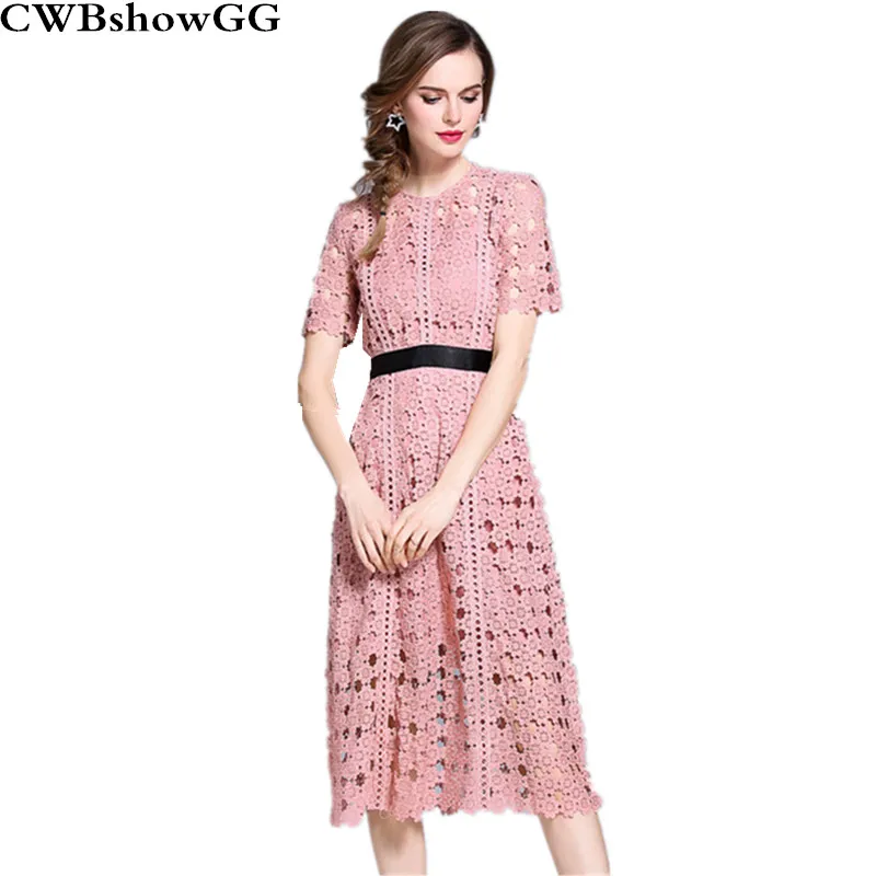 

2018 Summer new arrival women new style Fashion ladies long paragraph solid A-Line quality waist elegant long hot O-Neck dress