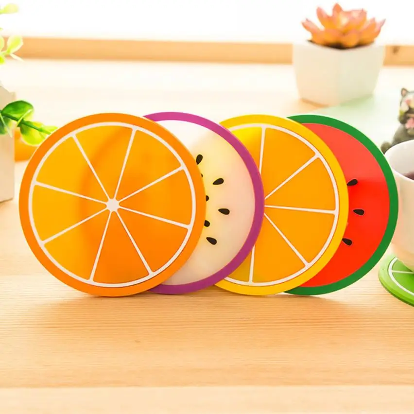 

2017 NEW Fruit Coaster Colorful Silicone Cup Drinks Holder Mat Tableware Placemat 73