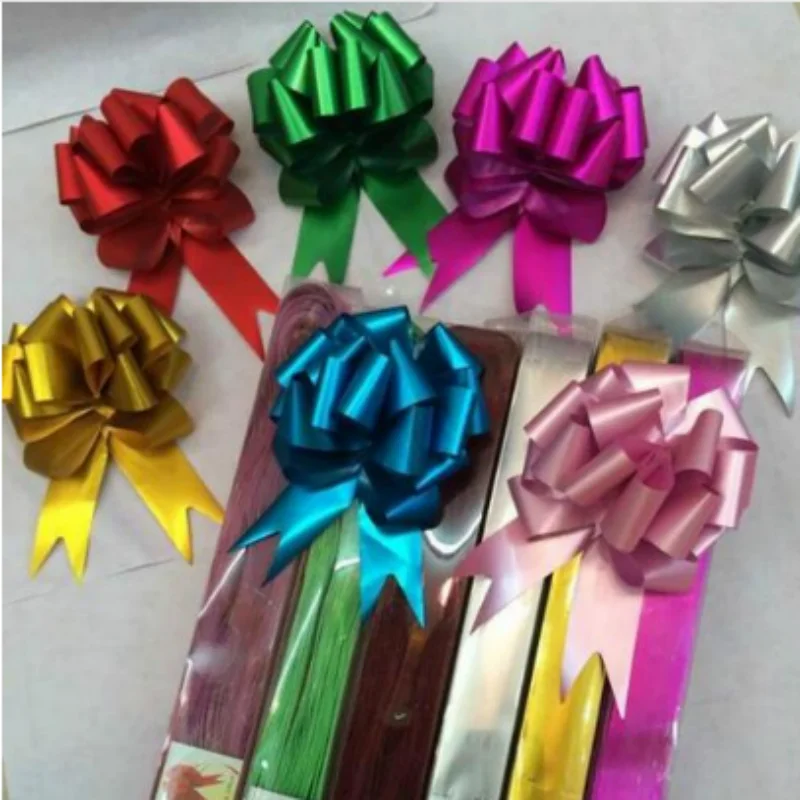 

50 Pcs Creative Luster Solid Color 18mm Pull Bow Ribbon for Gift Flower Bowknot Gift Packing Party Wedding Car Room Decoration