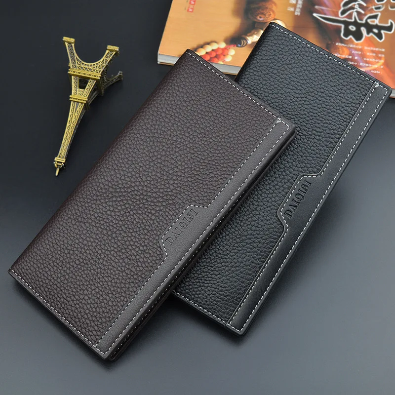 New Style Men PU Leather Long Clutch Wallet Business Cards Holder Purse Male Fashion Pocket Wallet Coin Bag Purse Billfold