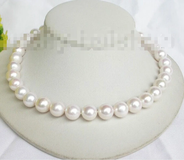 

FREE SHIPPING>>>@@ > natural AAA 13mm 17" round white pearls necklace 925sc clas j7510^^^@^Noble style Natural Fine jewe &