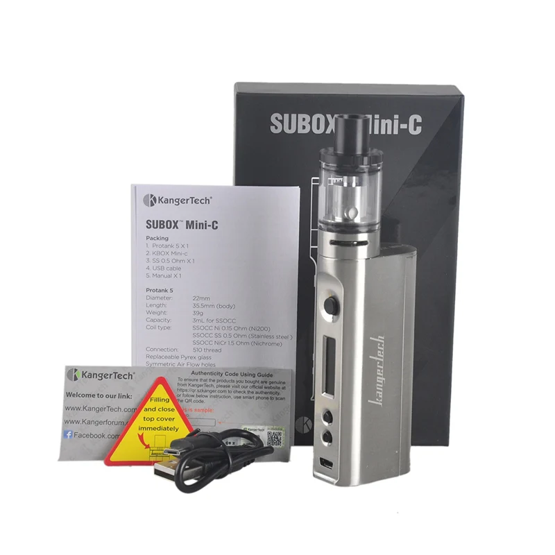 

Kangertech Subox Mini-C Vape Kit Subox Mini C 50W Box Mod Protank 5 3ml Top Filling 50W No 18650 Battery E Cigarette Vape Kit