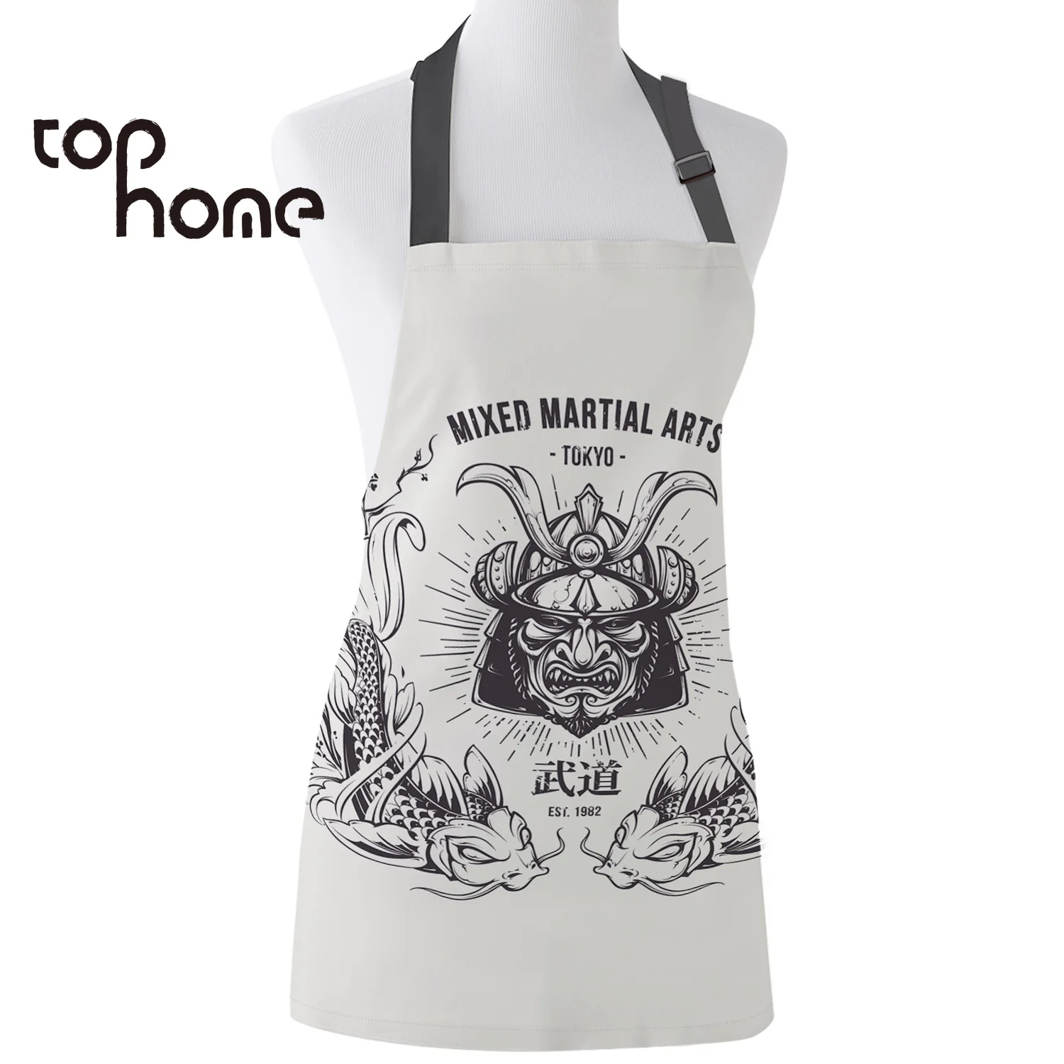 Tophome Kitchen Apron Japanese Samurai Warrior Printed Sleeveless