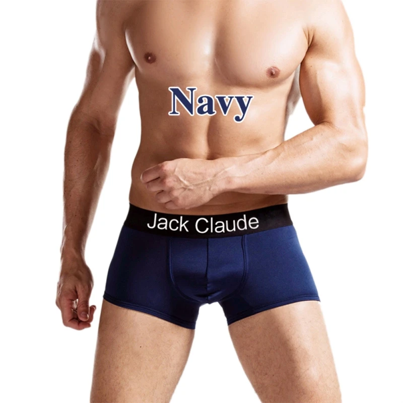 Сексуальные мужские боксеры с буквенным принтом, Брендовое Мужское нижнее белье, Новые лоскутные боксеры, короткое нижнее белье Jack Claude - Цвет: Navy Blue 1