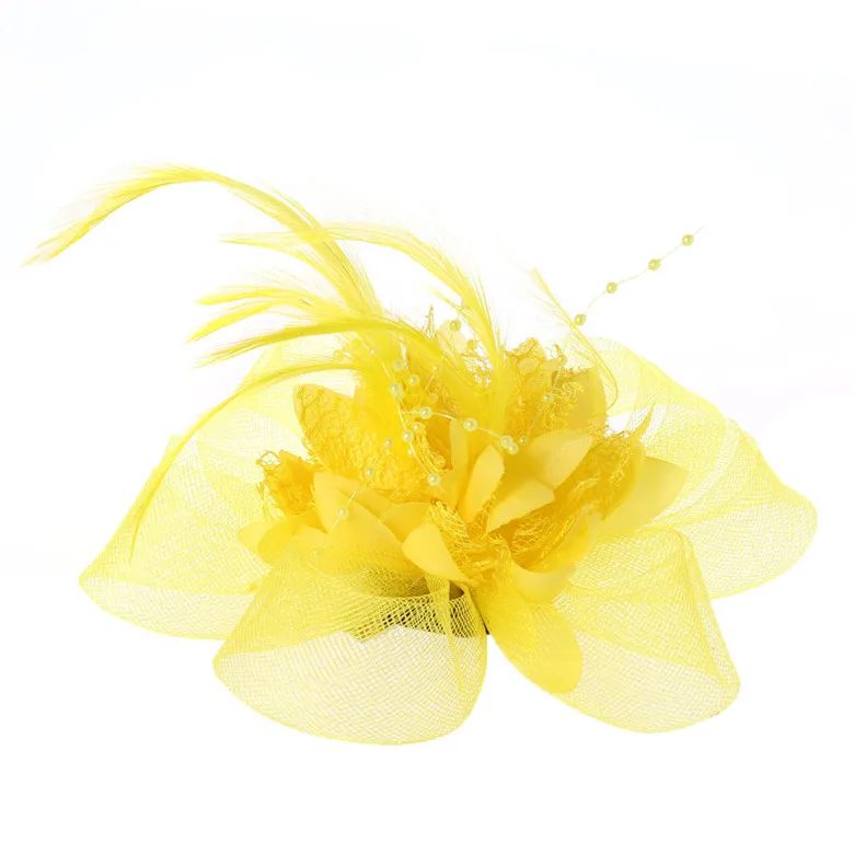 Womens Flower Feather Beads Mesh Corsage Hair Clips Fascinator Bridal Hairband