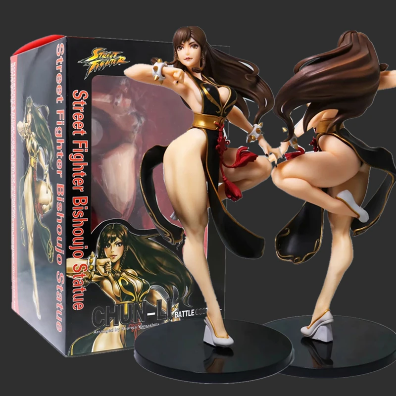 Anime 23cm Chun Li Action Figure PVC Sexy Girl Toys Chun Li Figures Toys Doll Cartoon Figura Collection Model Toys Gift for Kids