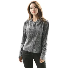 Giacca Con Cappuccio da donna in esecuzione del vestito felpa a maniche lunghe delle signore di yoga del rivestimento della chiusura lampo per il fitness palestra delle signore della camicia di abbigliamento sportivo