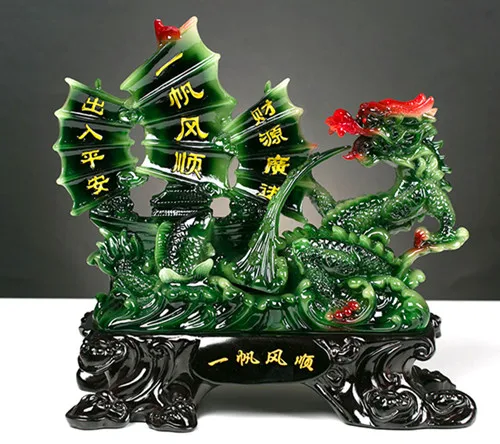 

Plain sailing boat imitation jade decoration resin crafts home decoration office living room store dragon boat decoration.