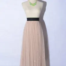 Джинсовая юбка Faldas Европа натуральный полиэстер хлопок и Америка настоящий стиль Женская плиссированная Высокая талия пышная Свободная юбка