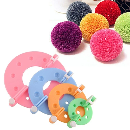 

8 Pcs 4 Sizes Fluff Ball Weave PomPom Maker Knitting Loom Kit DIY Needle Crafts