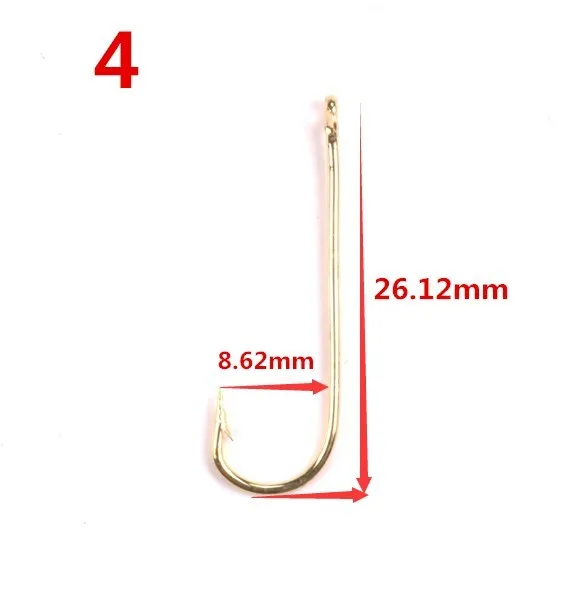 MIZUGIWA Long Shank Aberdeen Fishing Hooks Fresh Water Living Baits Hook Fish Jig Hooks PanFish Crappie Gold 100pcs - Цвет: size 4